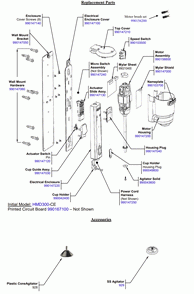 Diagram Diagram and Parts List for HMD300-CE-C  Hamilton Beach Drink Mixer